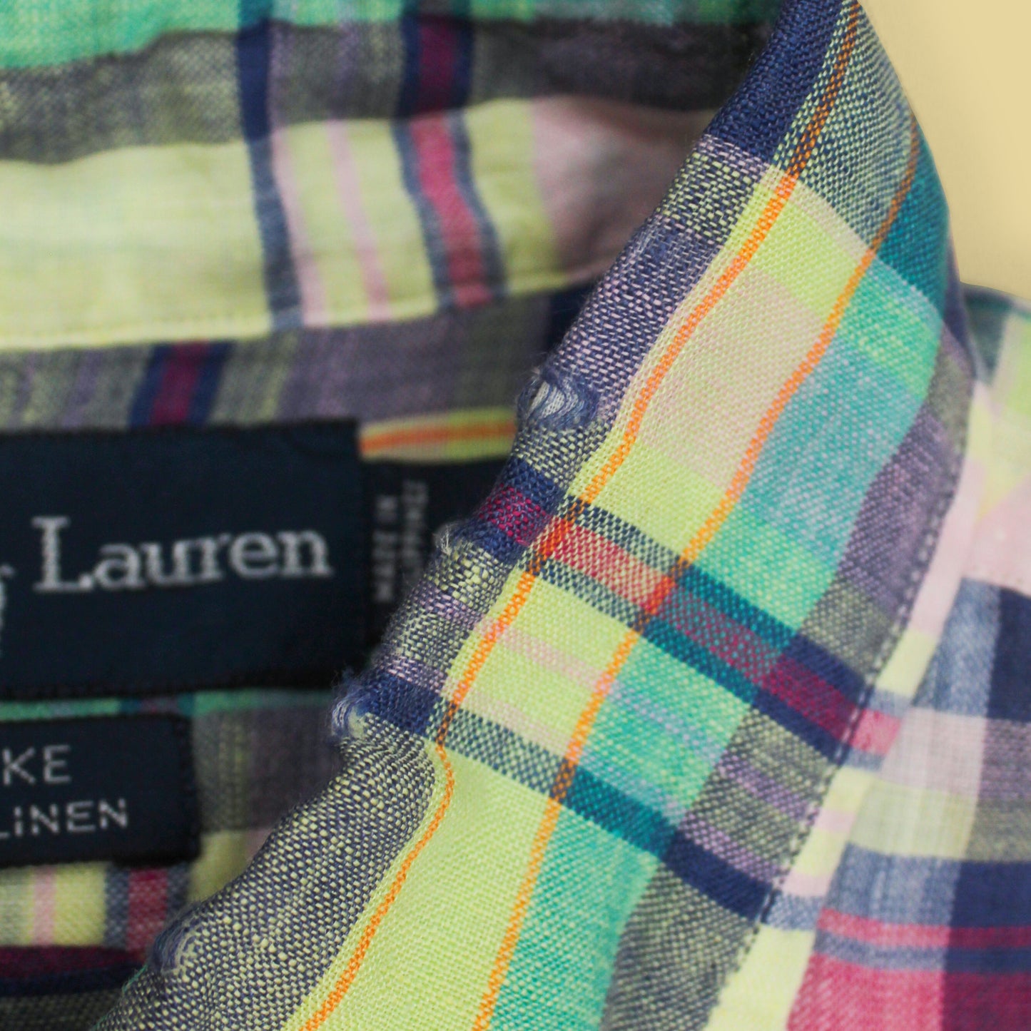 Vintage Polo Ralph Lauren Plaid Linen Short Sleeve Button-Down Blake Shirt