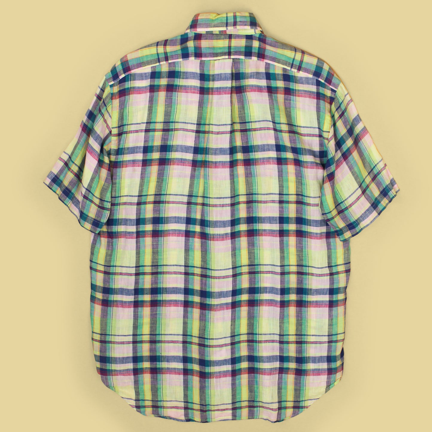 Vintage Polo Ralph Lauren Plaid Linen Short Sleeve Button-Down Blake Shirt