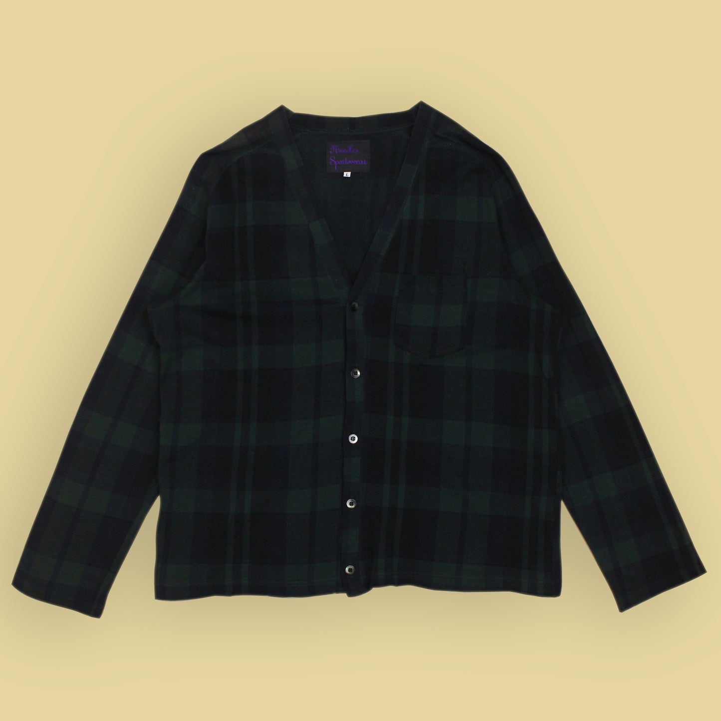 Needles Sportswear Blackwatch Plaid Pique Knit Cotton Cardigan