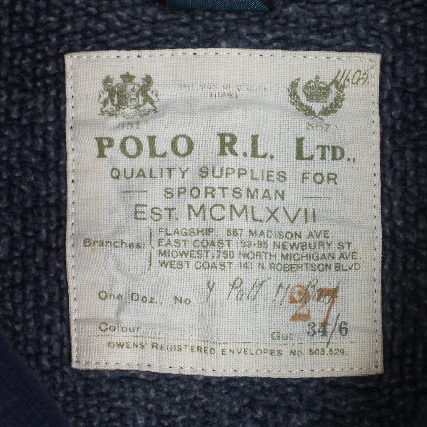 Polo Ralph Lauren Cotton Blend Terry Fleece Shawl Collar Cardigan