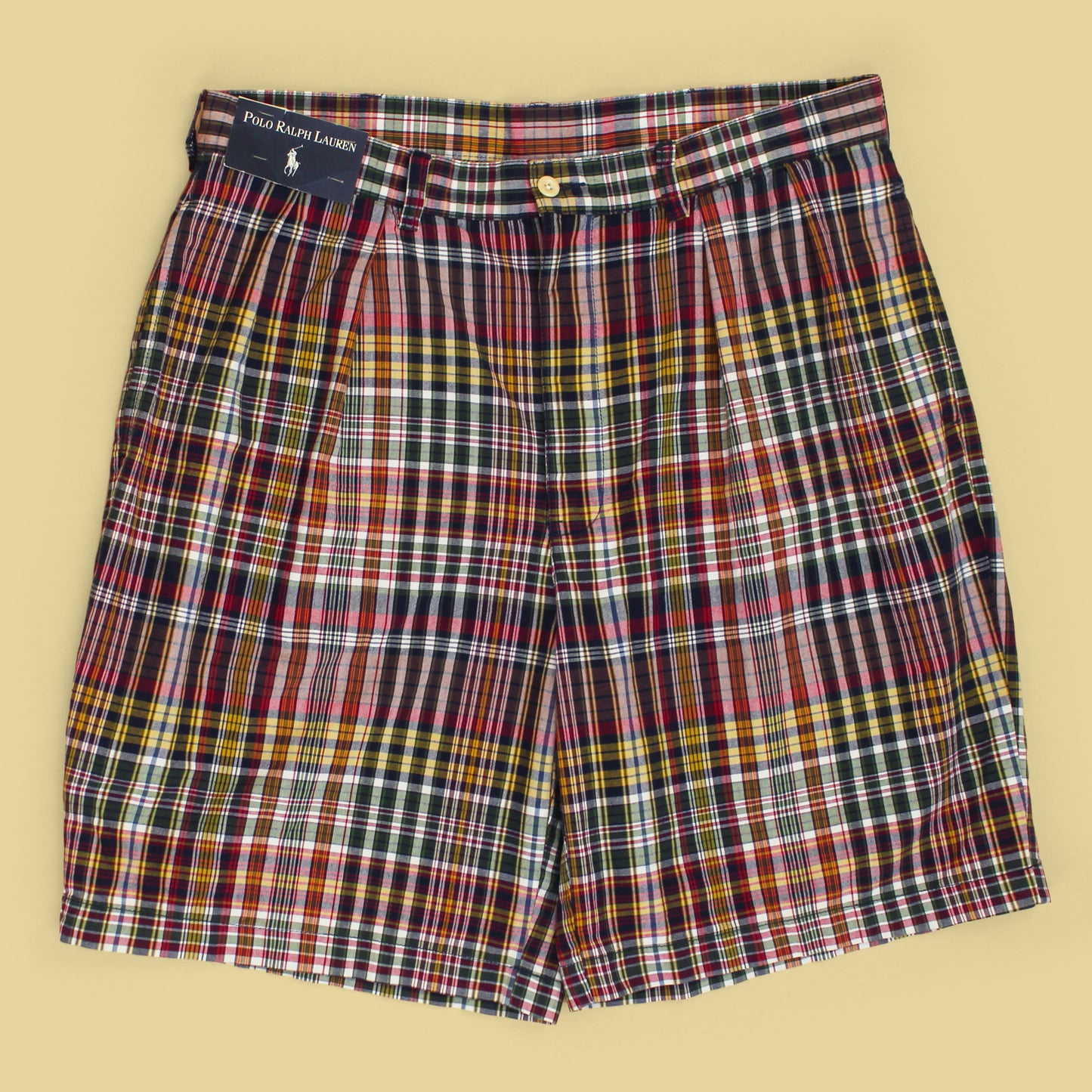 Vintage Polo Ralph Lauren Plaid Cotton Pleated Tyler Shorts