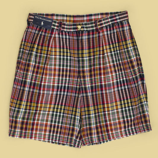 Vintage Polo Ralph Lauren Plaid Cotton Pleated Tyler Shorts