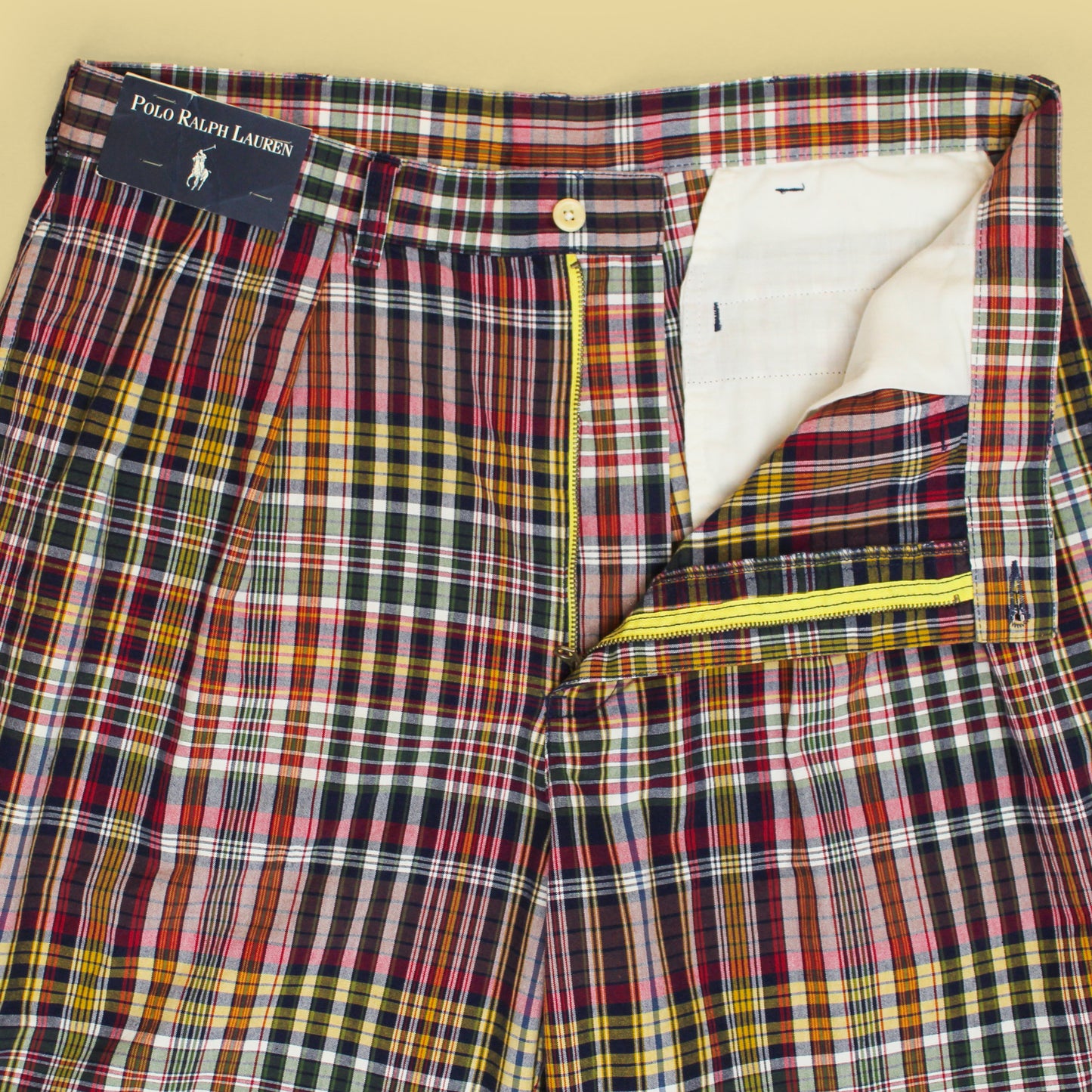 Vintage Polo Ralph Lauren Plaid Cotton Pleated Tyler Shorts