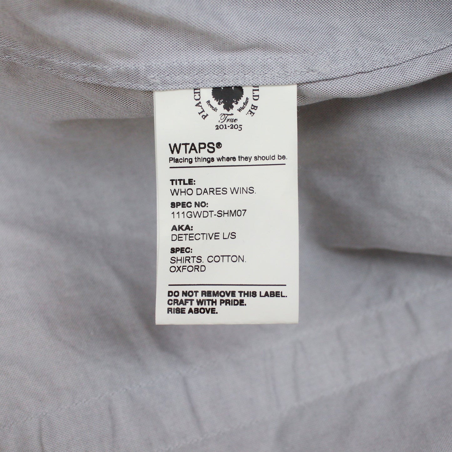WTAPS Oxford Cloth Cotton Button-Down Collar Detective Shirt