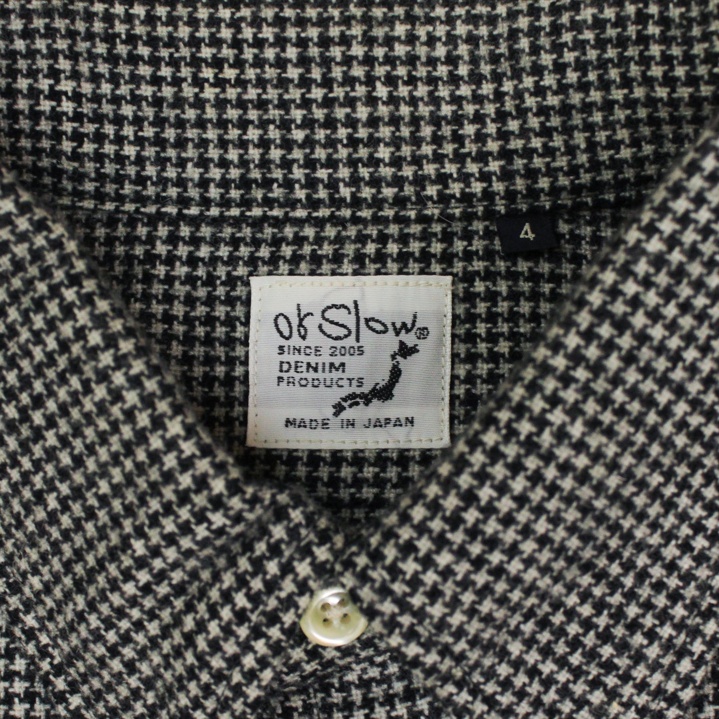 OrSlow Houndstooth Check Wool Blend Flannel Shirt