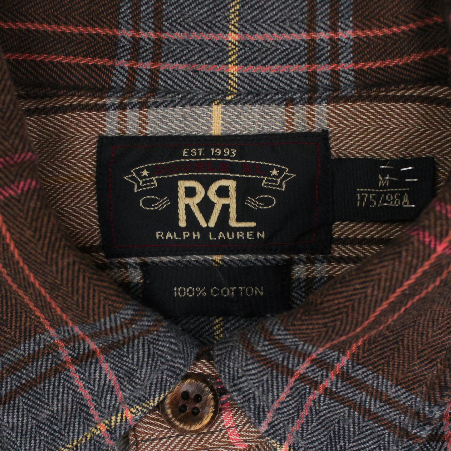 Double RL Plaid Herringbone Twill Cotton Flannel Work Shirt