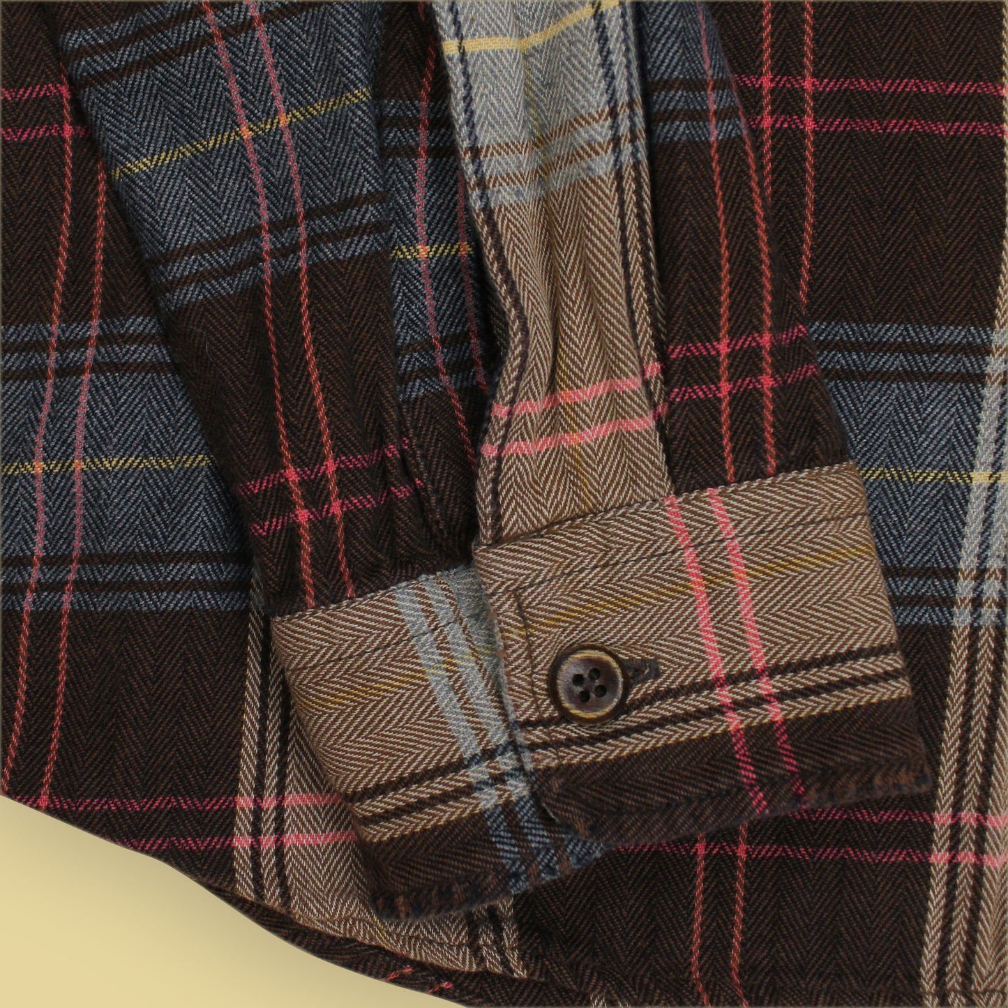 Double RL Plaid Herringbone Twill Cotton Flannel Work Shirt