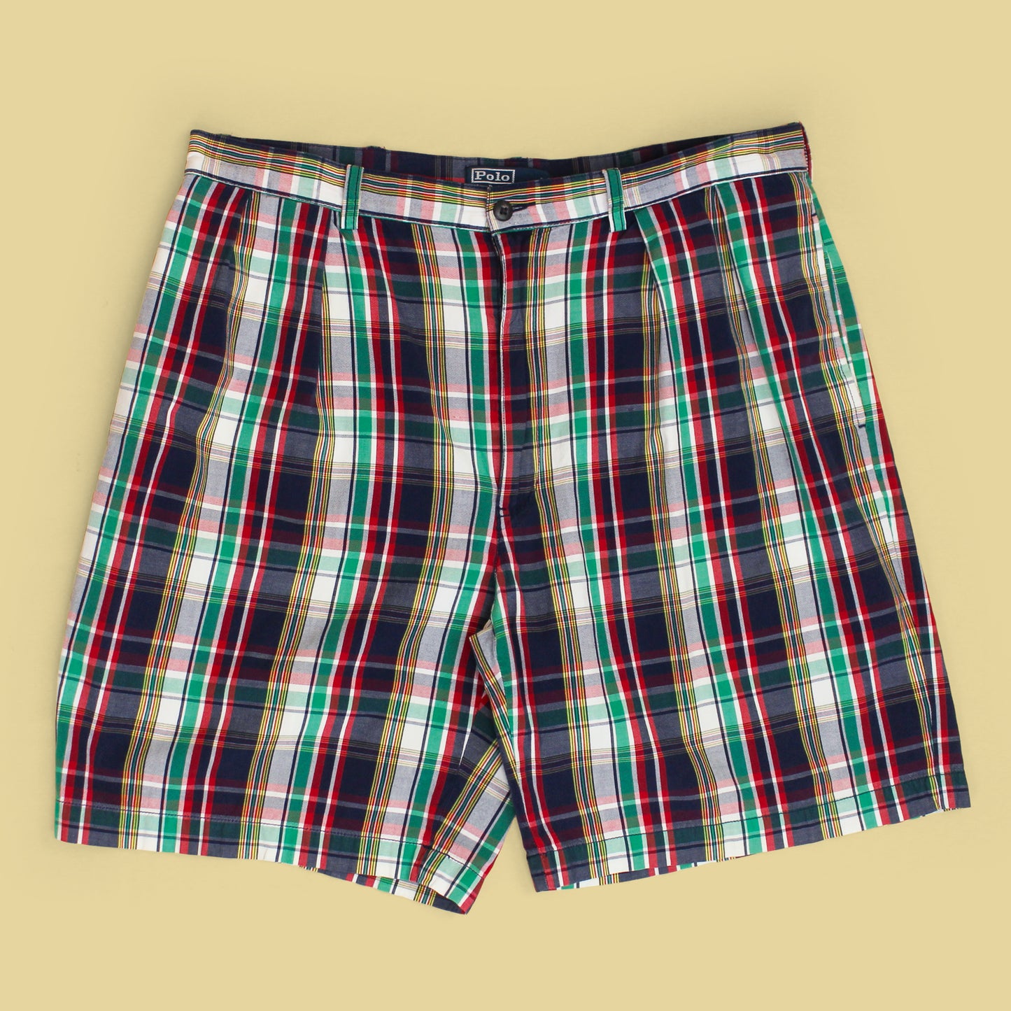 Vintage Polo Ralph Lauren Plaid Cotton Pleated Tyler Shorts