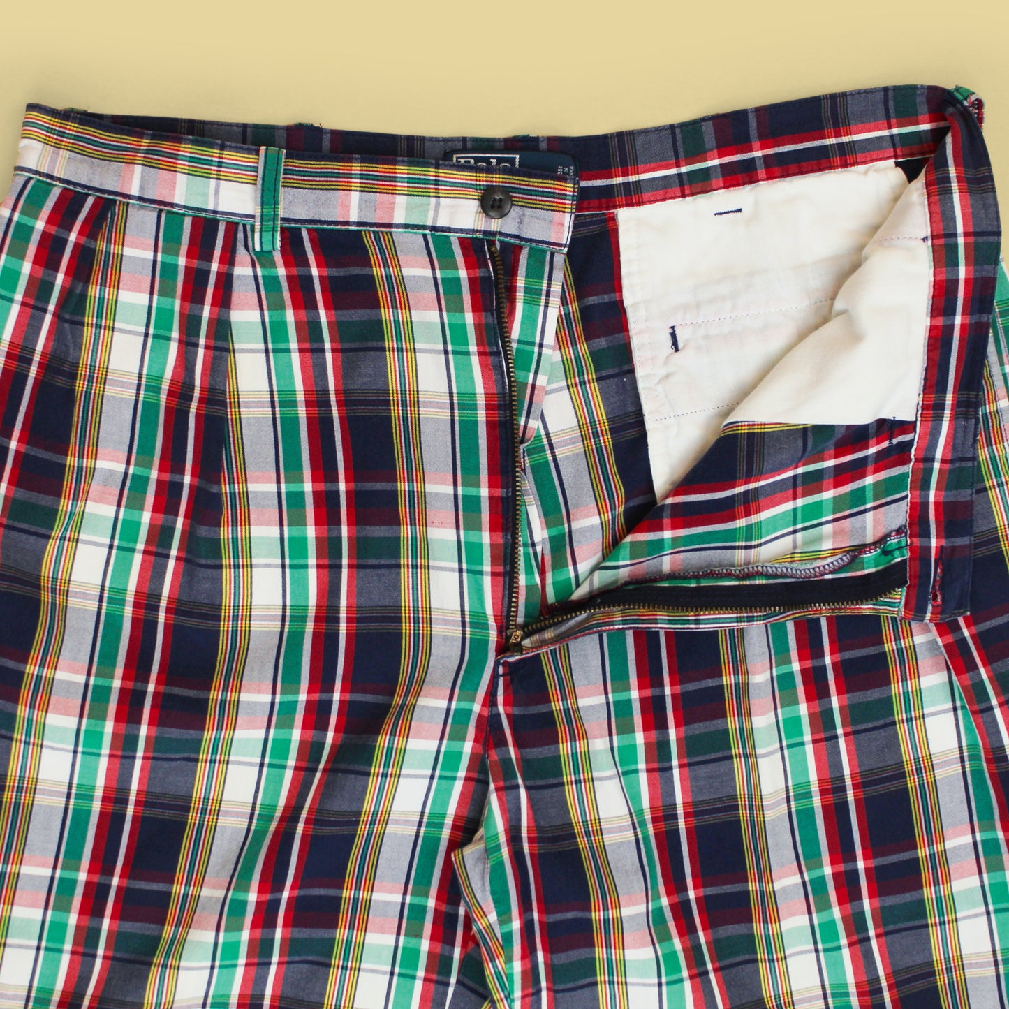 Vintage Polo Ralph Lauren Plaid Cotton Pleated Tyler Shorts