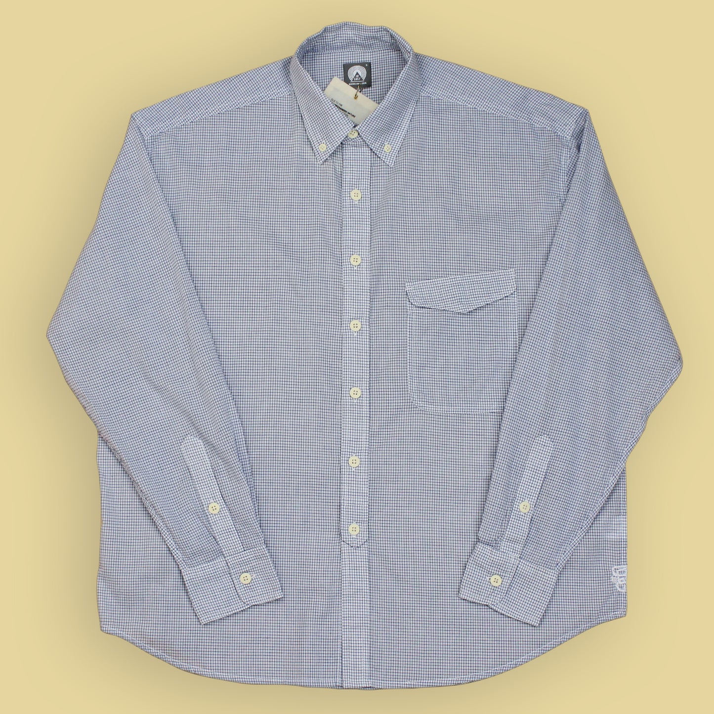 18 East Indigo Grid Check Cotton Chestnut Button-Down Shirt