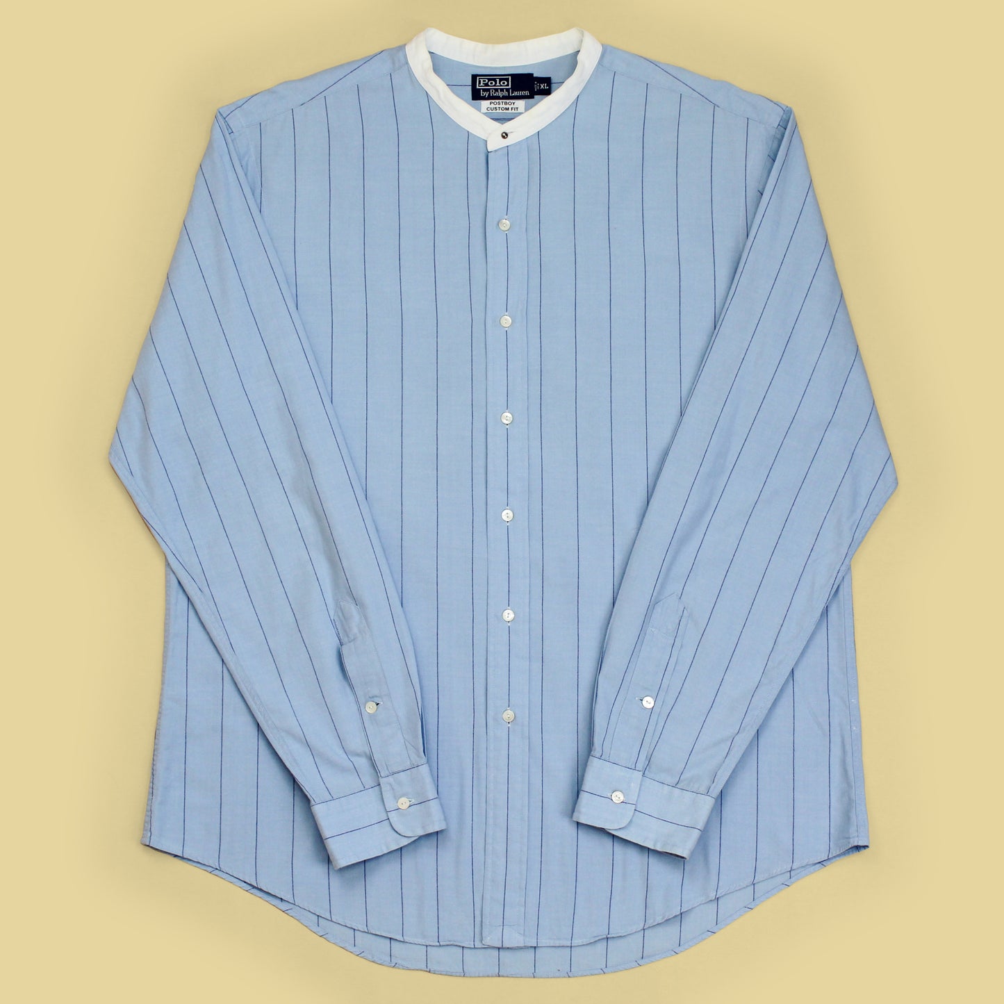 Vintage Polo Ralph Lauren Striped Cotton Contrast Band Collar Postboy Shirt