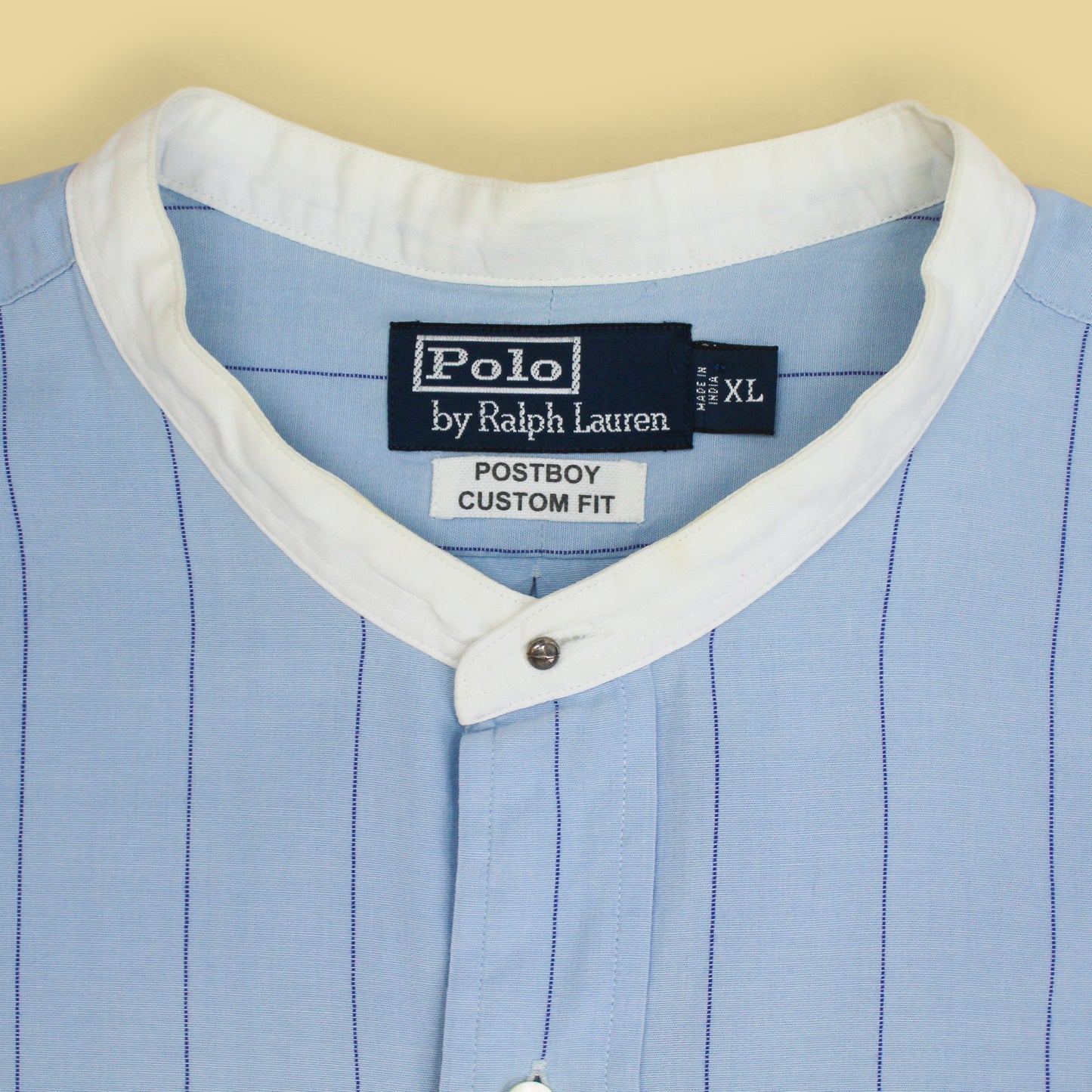 Vintage Polo Ralph Lauren Striped Cotton Contrast Band Collar Postboy Shirt