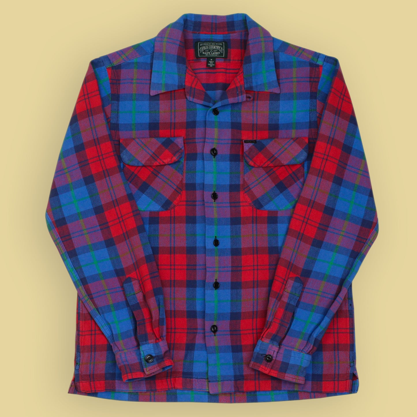 Polo Country Plaid Cotton Flannel Loop Collar Shirt
