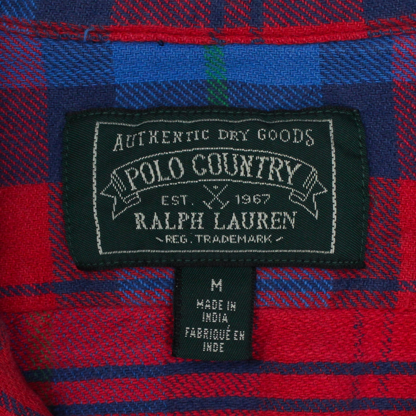 Polo Country Plaid Cotton Flannel Loop Collar Shirt