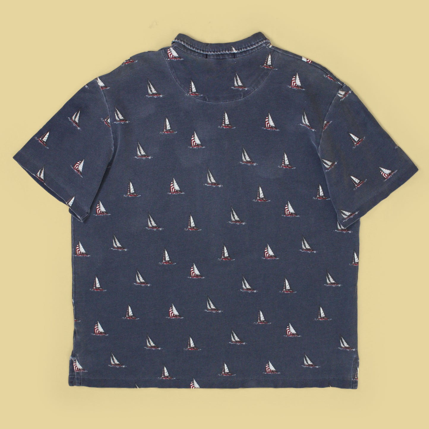 Vintage Polo Ralph Lauren Sailboat Print Pique Knit Cotton Polo Shirt