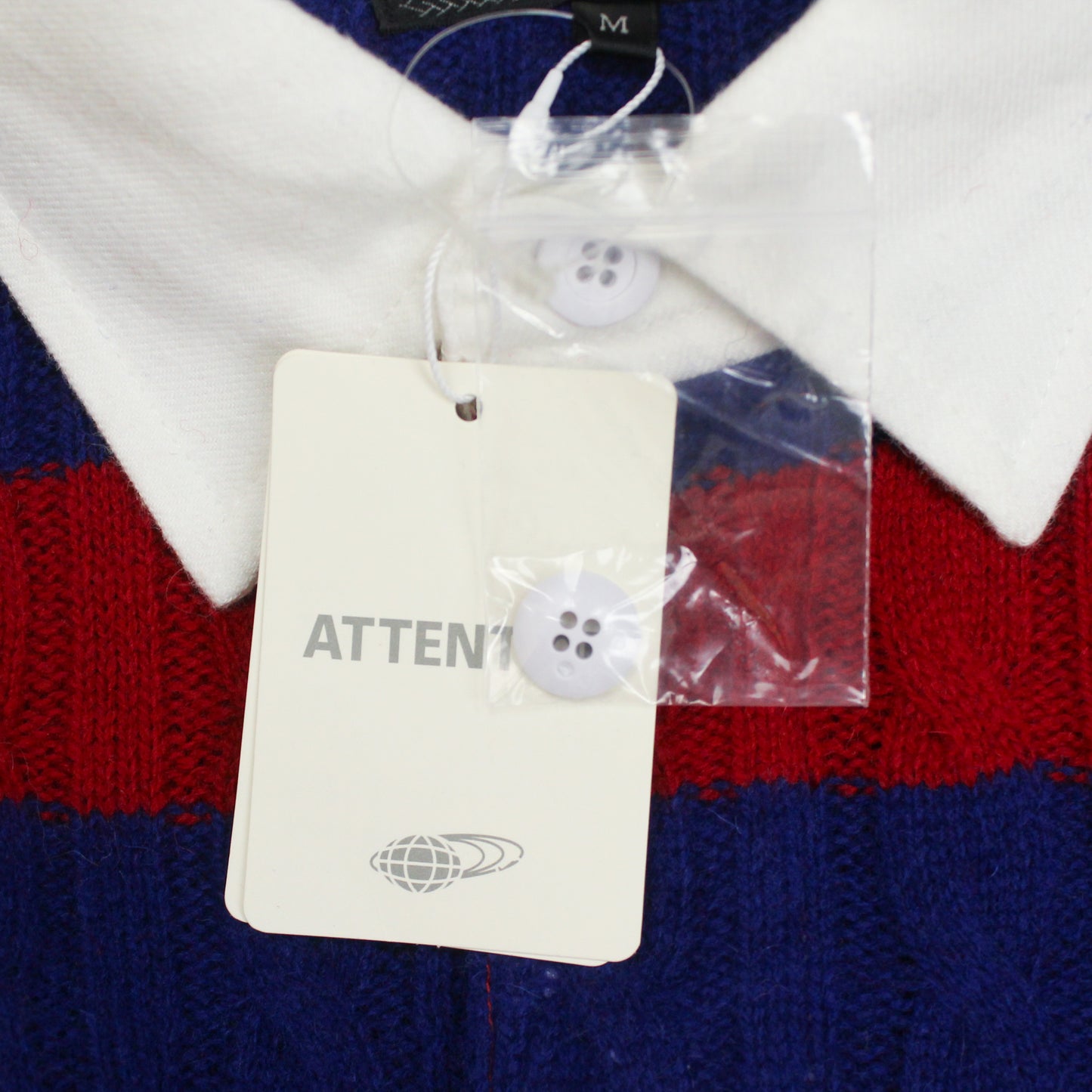 Beams Plus Striped Cable Knit Wool Rugby Shirt Sweater