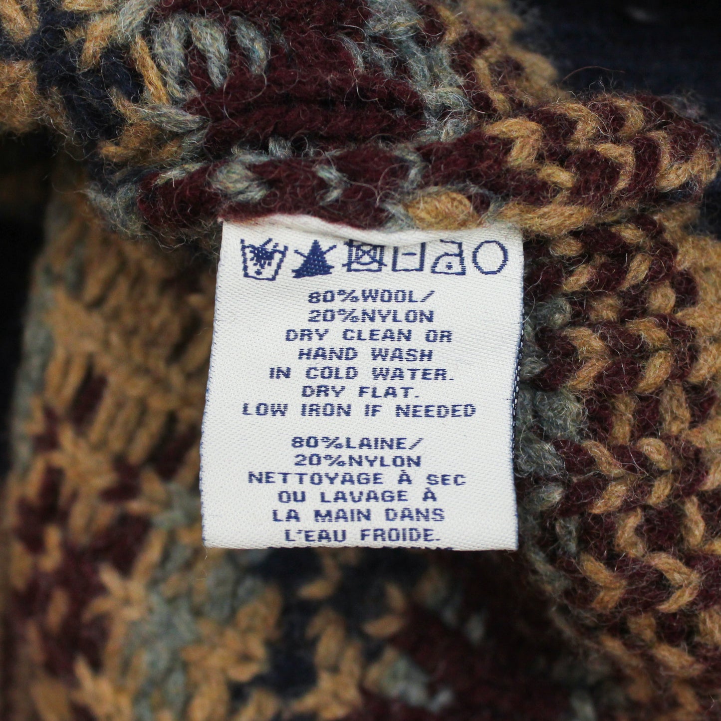 Schott Bros. Southwestern Intarsia Knit Wool Blend Shawl Collar Sweater