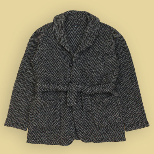 Engineered Garments Herringbone Belted Shawl Collar Knit Jacket