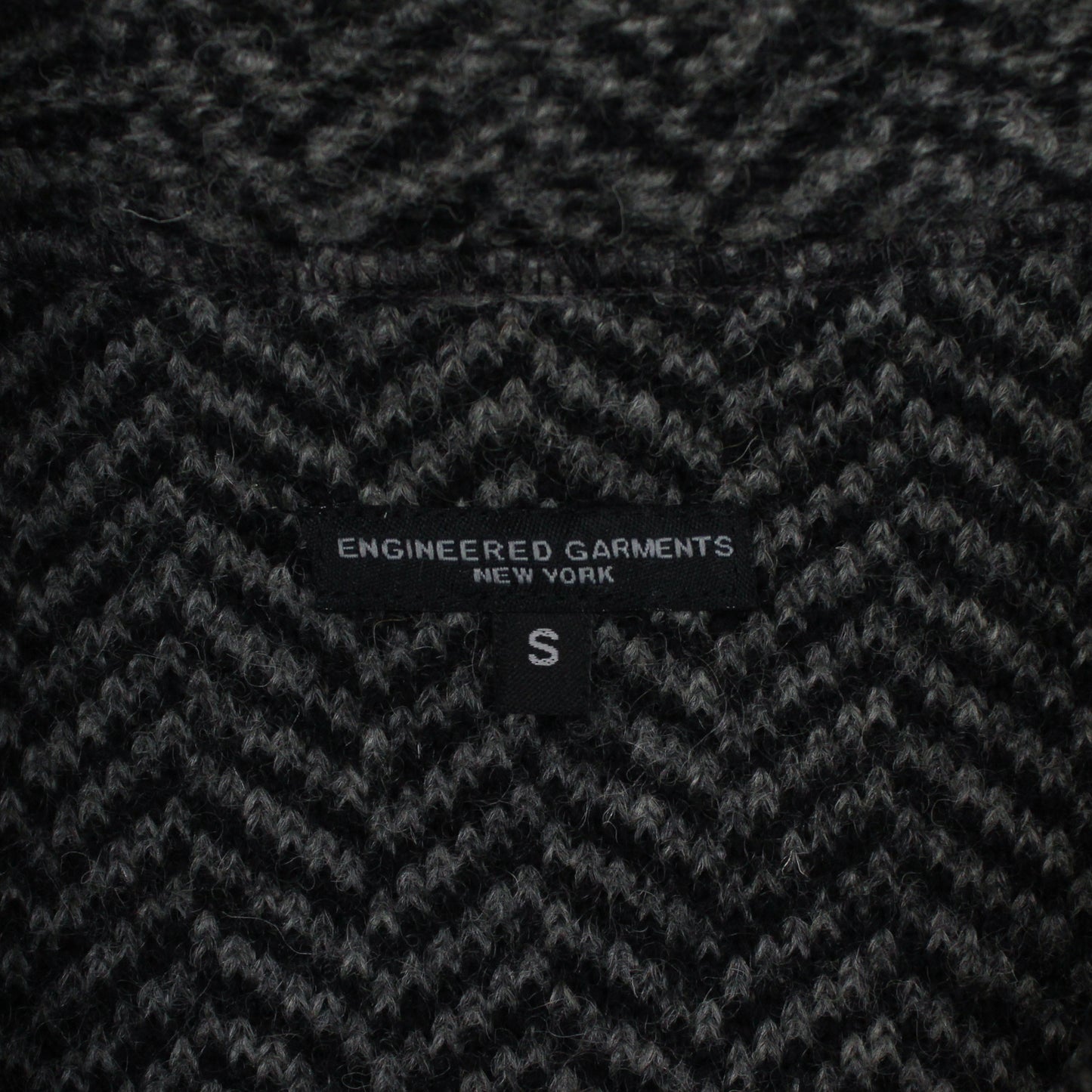 Engineered Garments Herringbone Belted Shawl Collar Knit Jacket