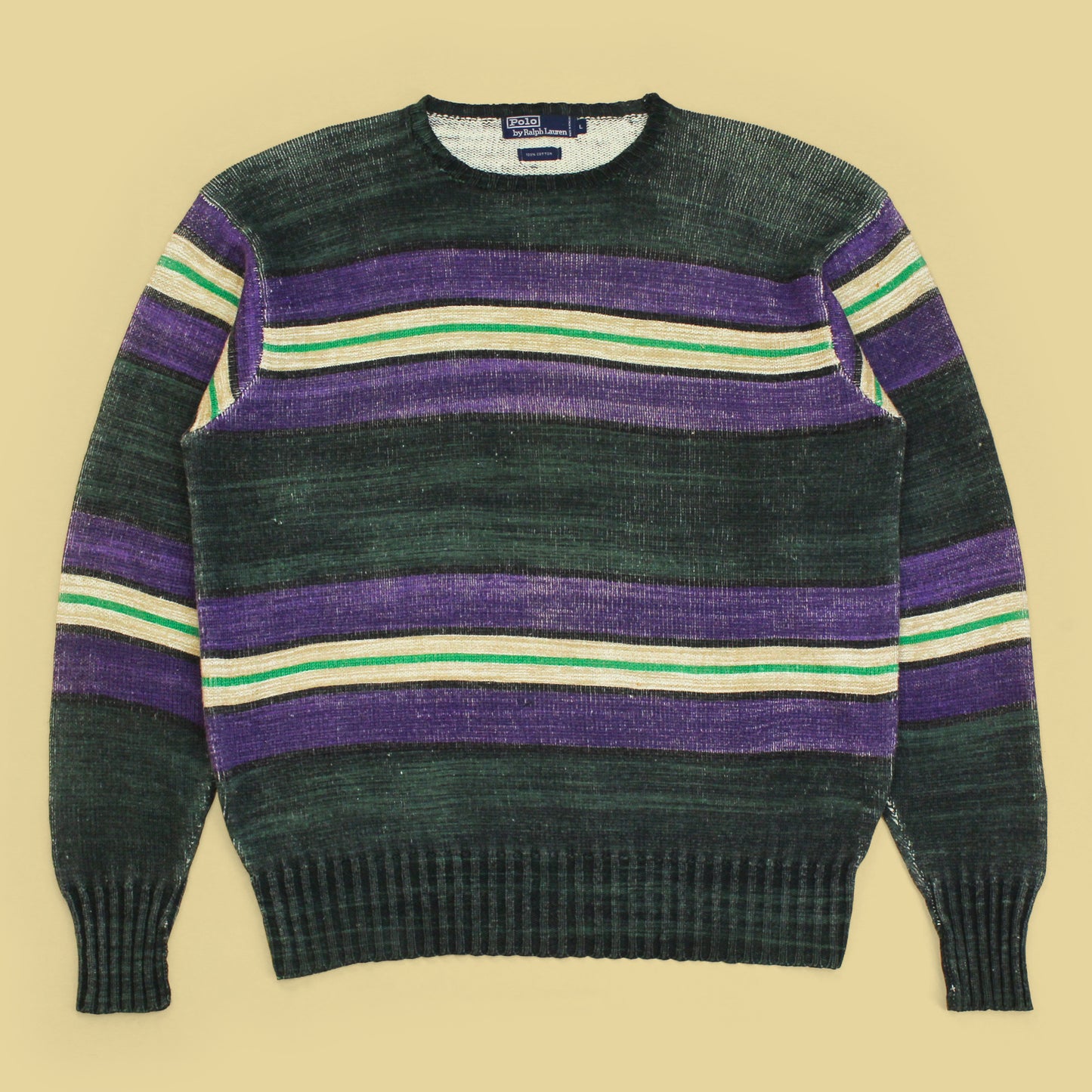 Vintage Polo Ralph Lauren Printed Stripe Cotton Crewneck Sweater