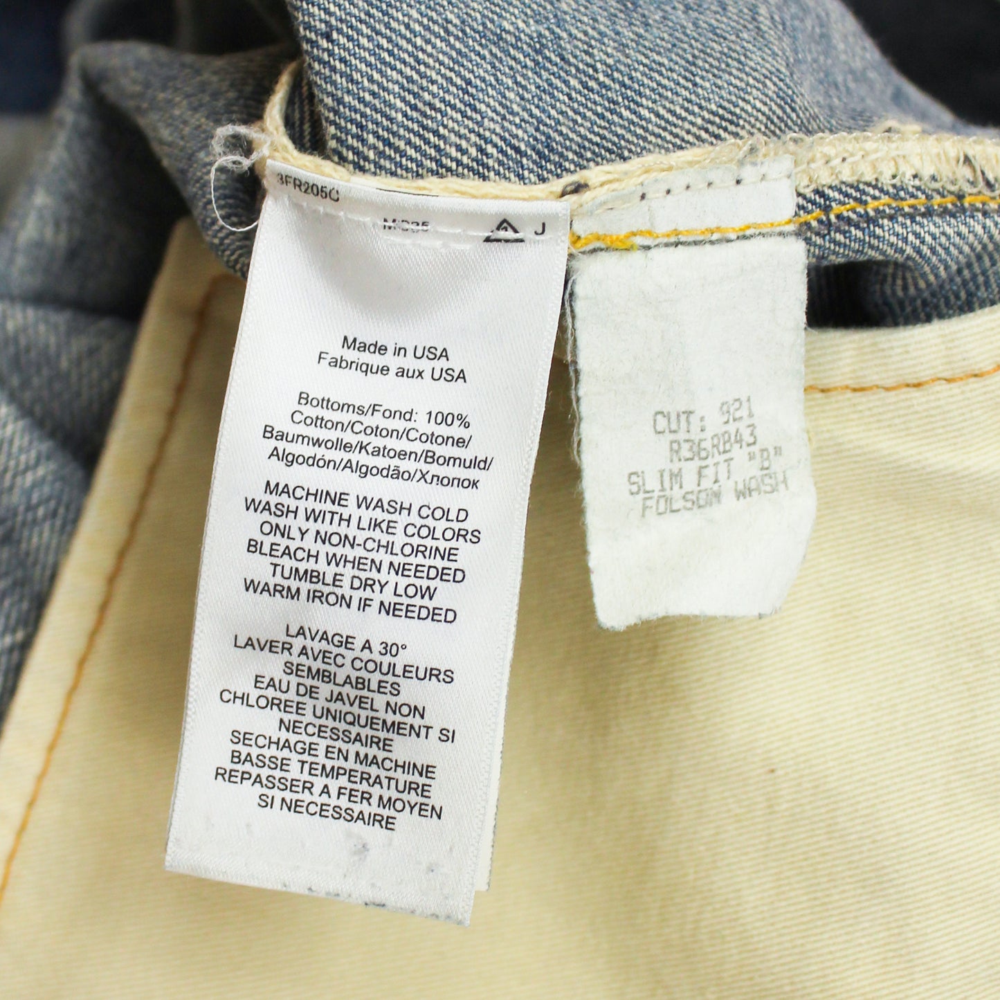 RRL Distressed/Repaired Folsom Wash Selvedge Slim Fit Jeans