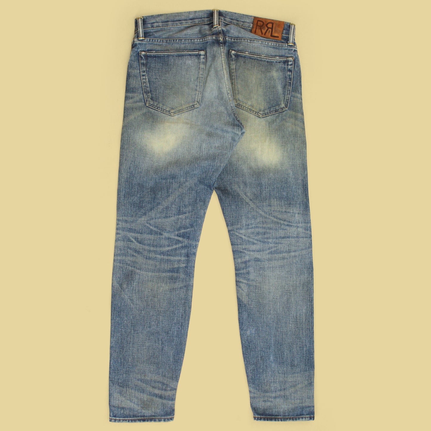 RRL Distressed/Repaired Folsom Wash Selvedge Slim Fit Jeans