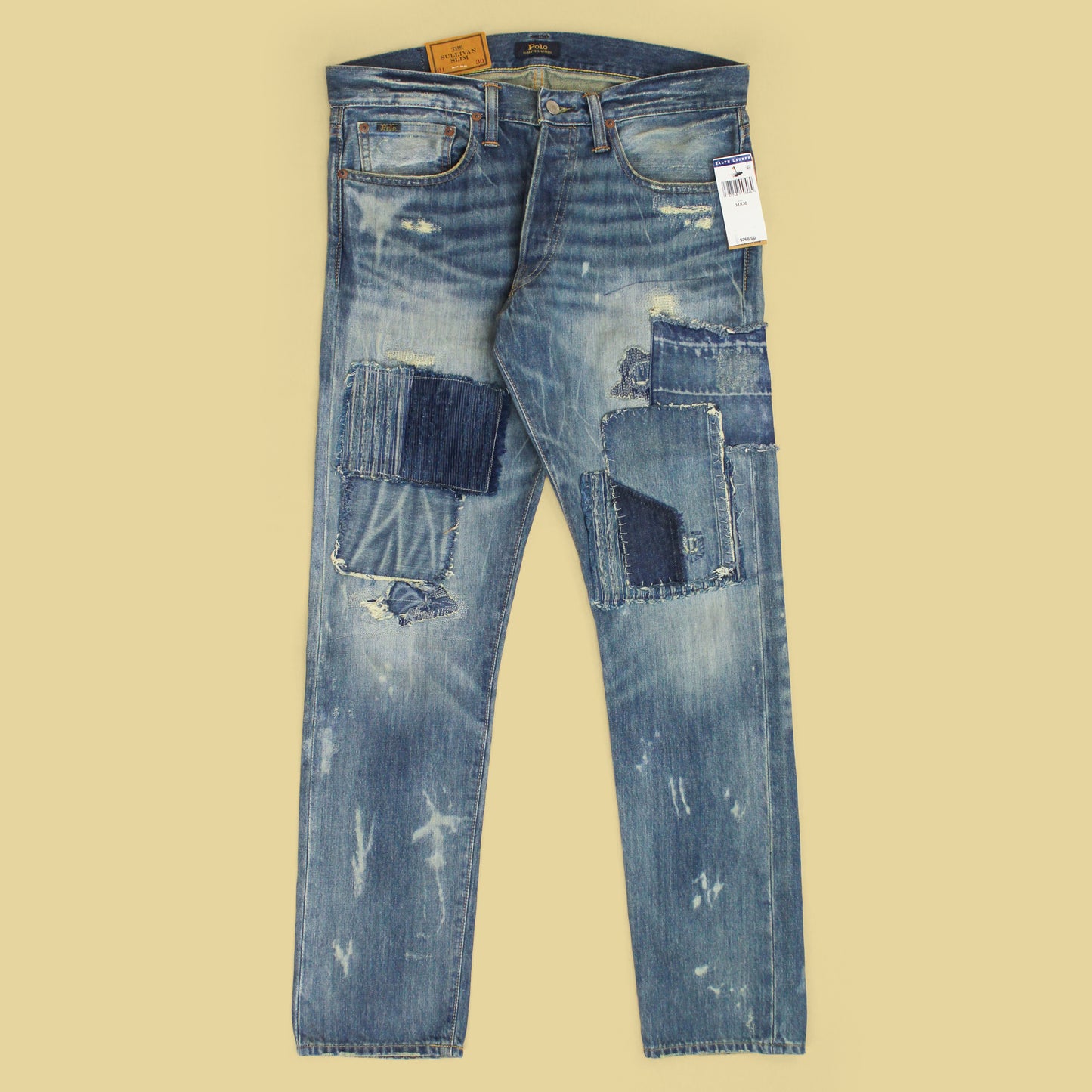 Polo Ralph Lauren Patchwork Repaired Denim Sullivan Slim Jeans