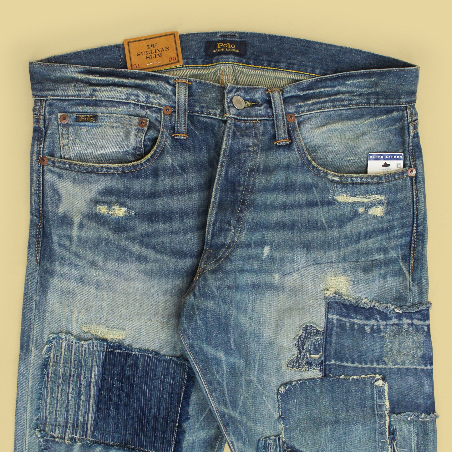 Polo Ralph Lauren Patchwork Repaired Denim Sullivan Slim Jeans