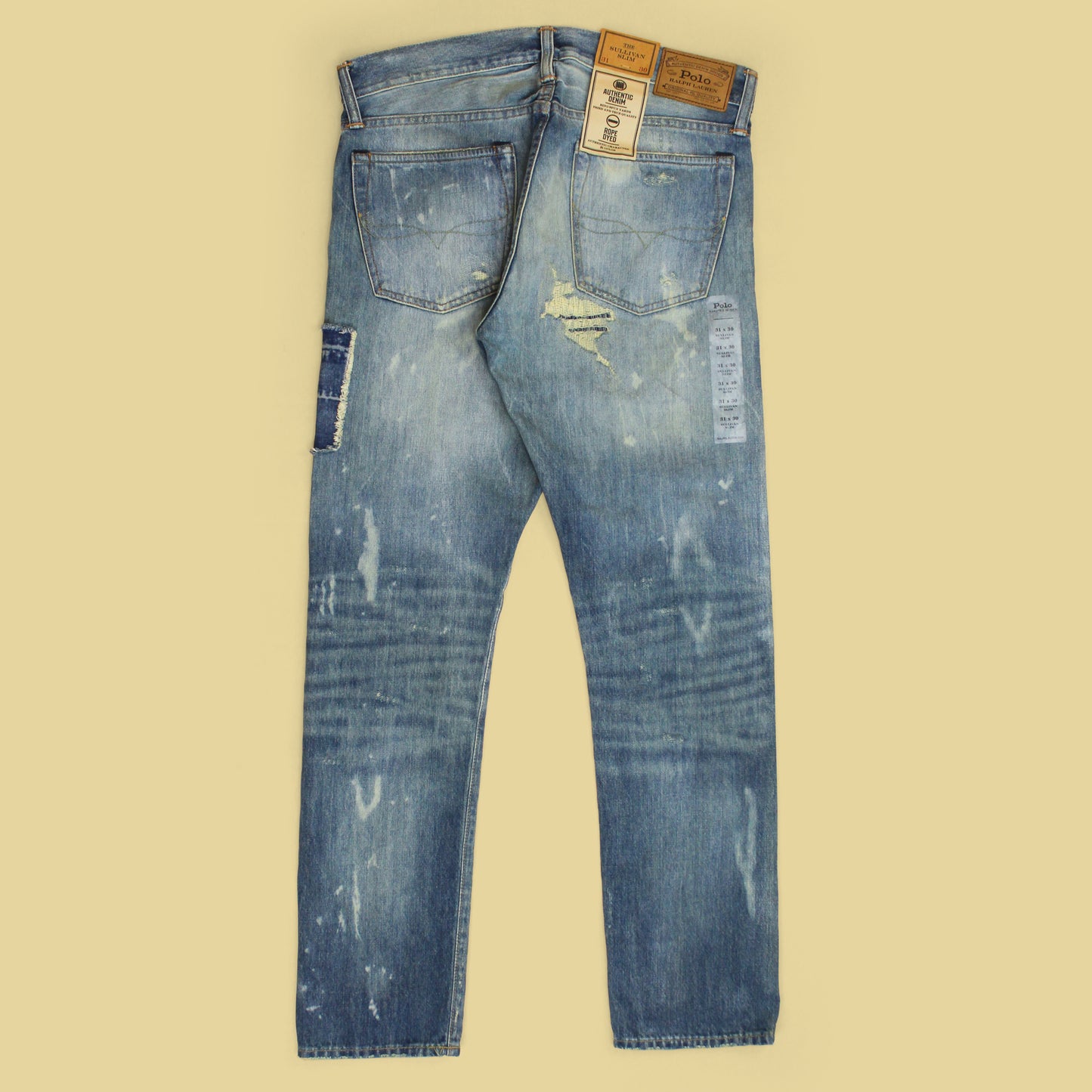 Polo Ralph Lauren Patchwork Repaired Denim Sullivan Slim Jeans