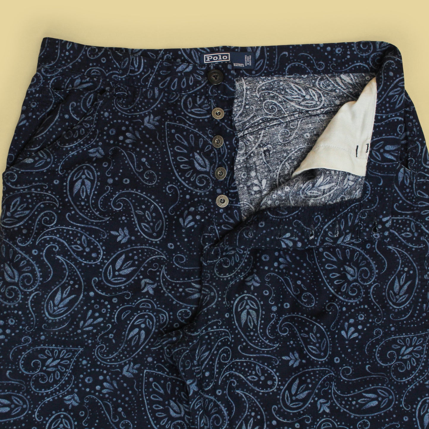 Vintage Polo Ralph Lauren Paisley Print Cotton Linen Utility Pants