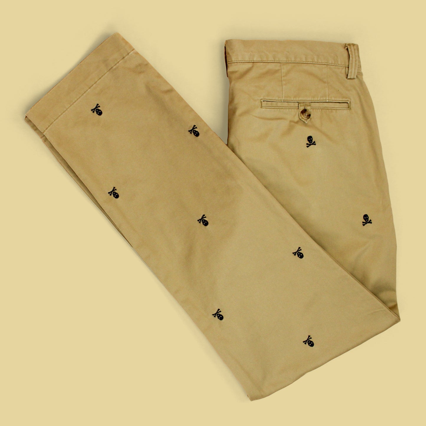 Polo Ralph Lauren Skull & Cross Bones Embroidered Stretch Straight Fit Chino Pants