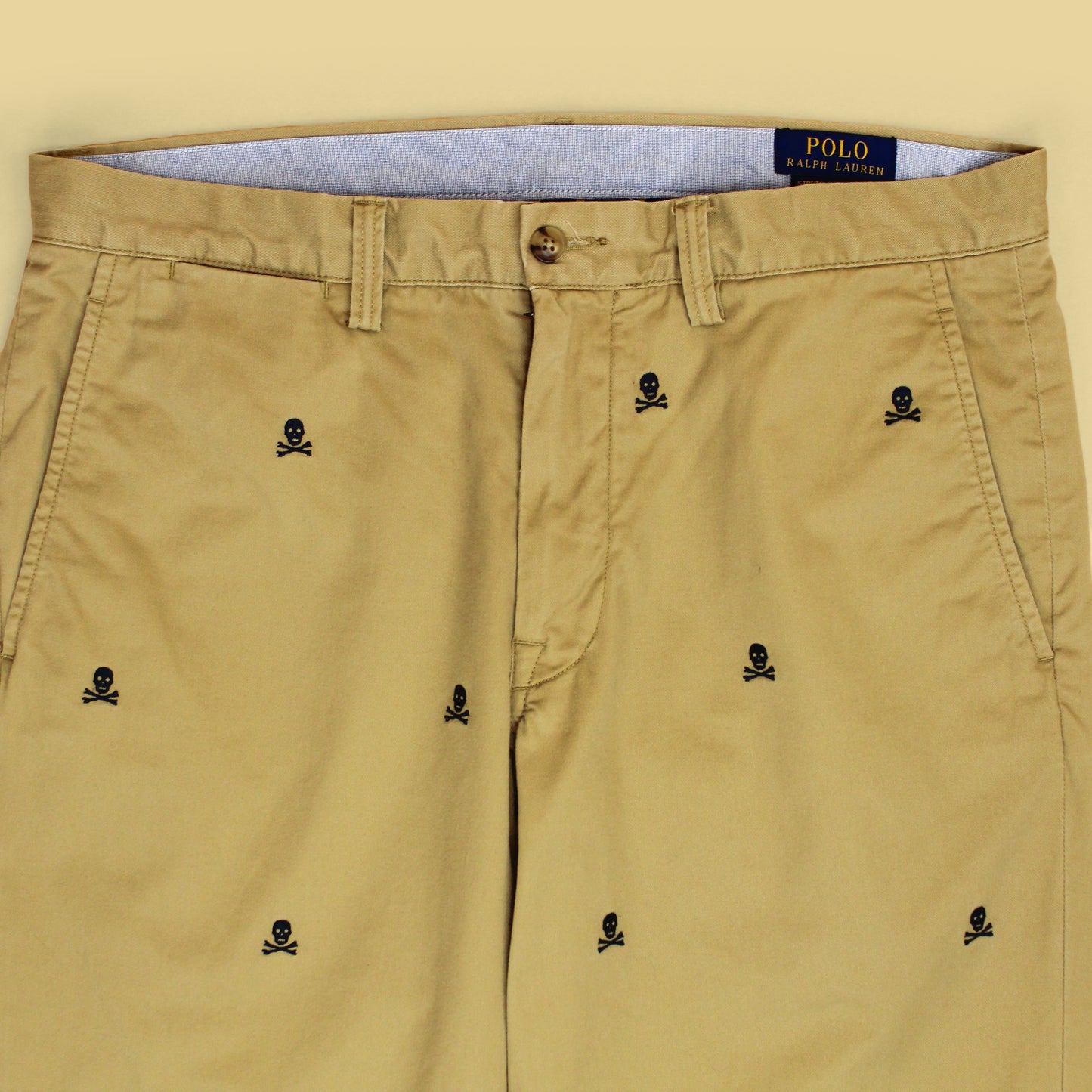 Polo Ralph Lauren Skull & Cross Bones Embroidered Stretch Straight Fit Chino Pants