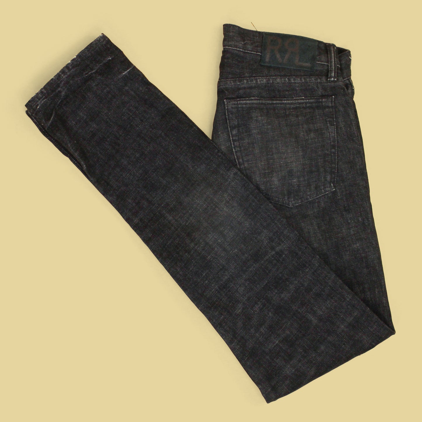RRL Faded Black Selvedge Denim Slim Narrow Jeans