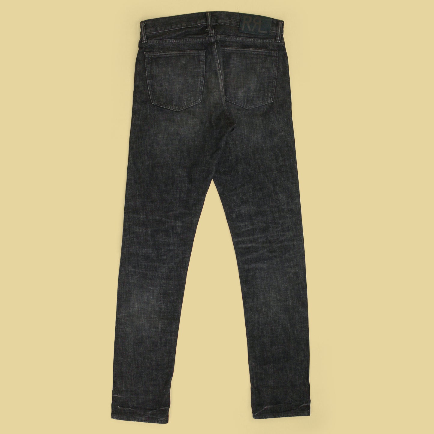 RRL Faded Black Selvedge Denim Slim Narrow Jeans