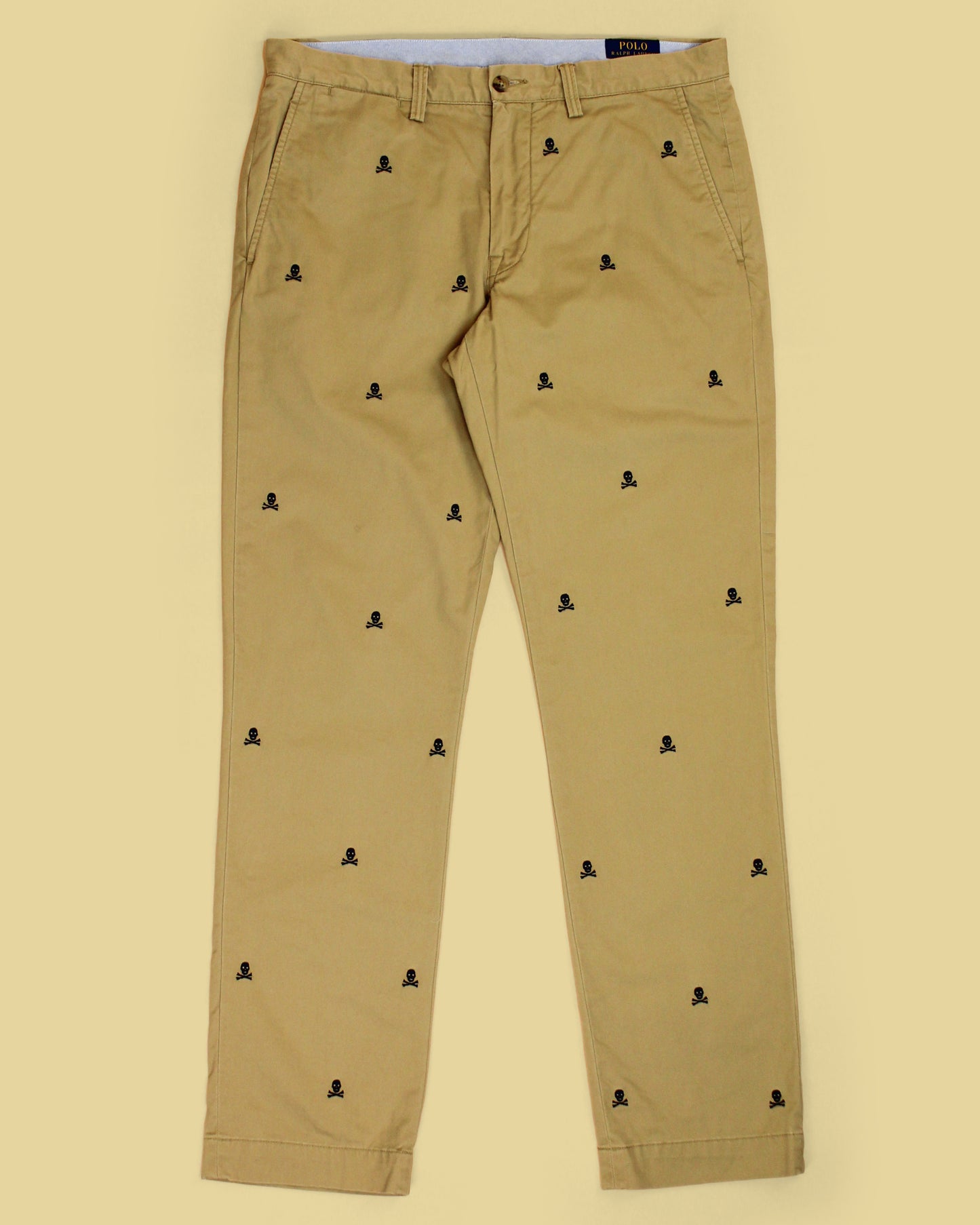 Polo Ralph Lauren Skull & Cross Bones Embroidered Stretch Straight Fit Chino Pants