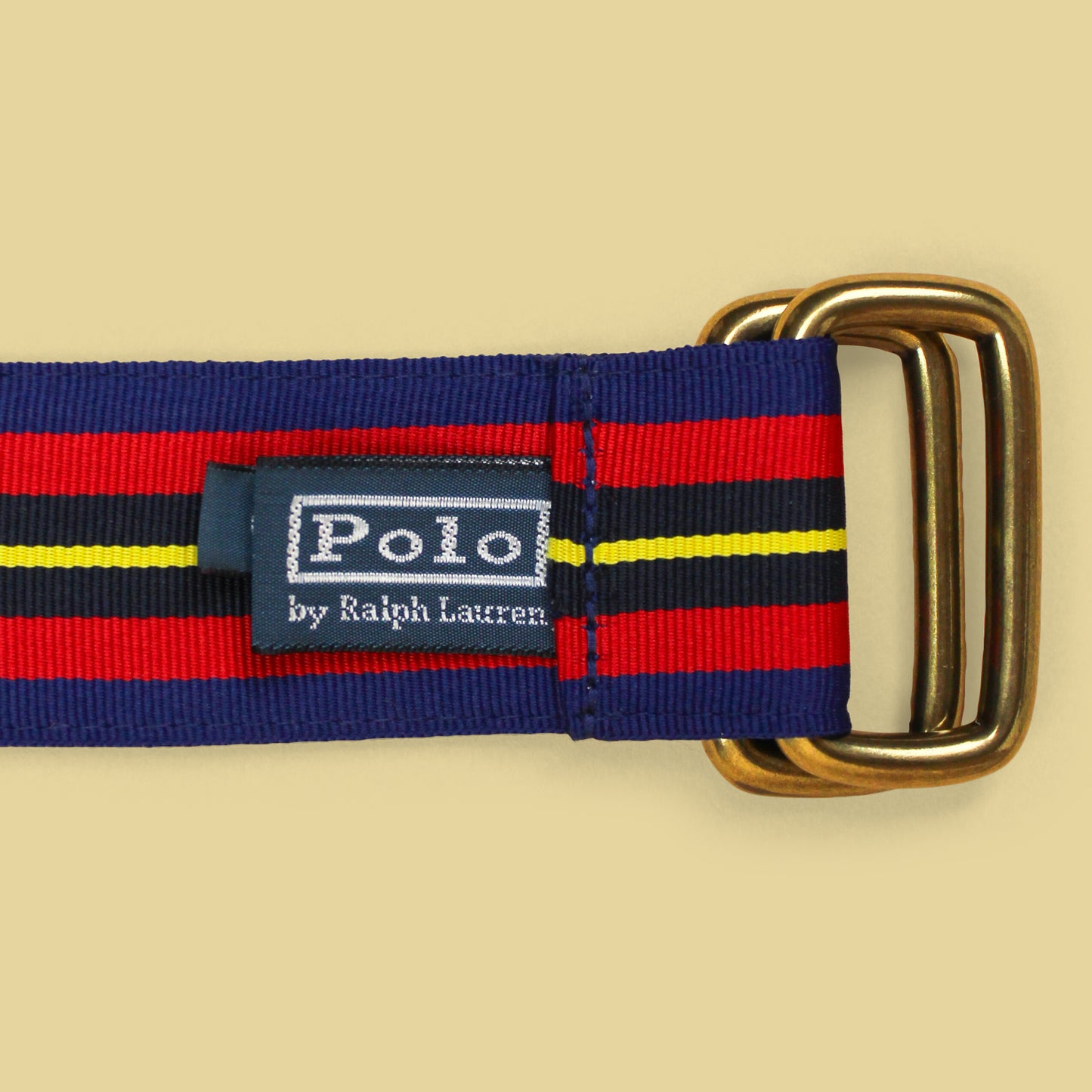 Polo Ralph Lauren Striped Grosgrain Ribbon Double Ring Belt