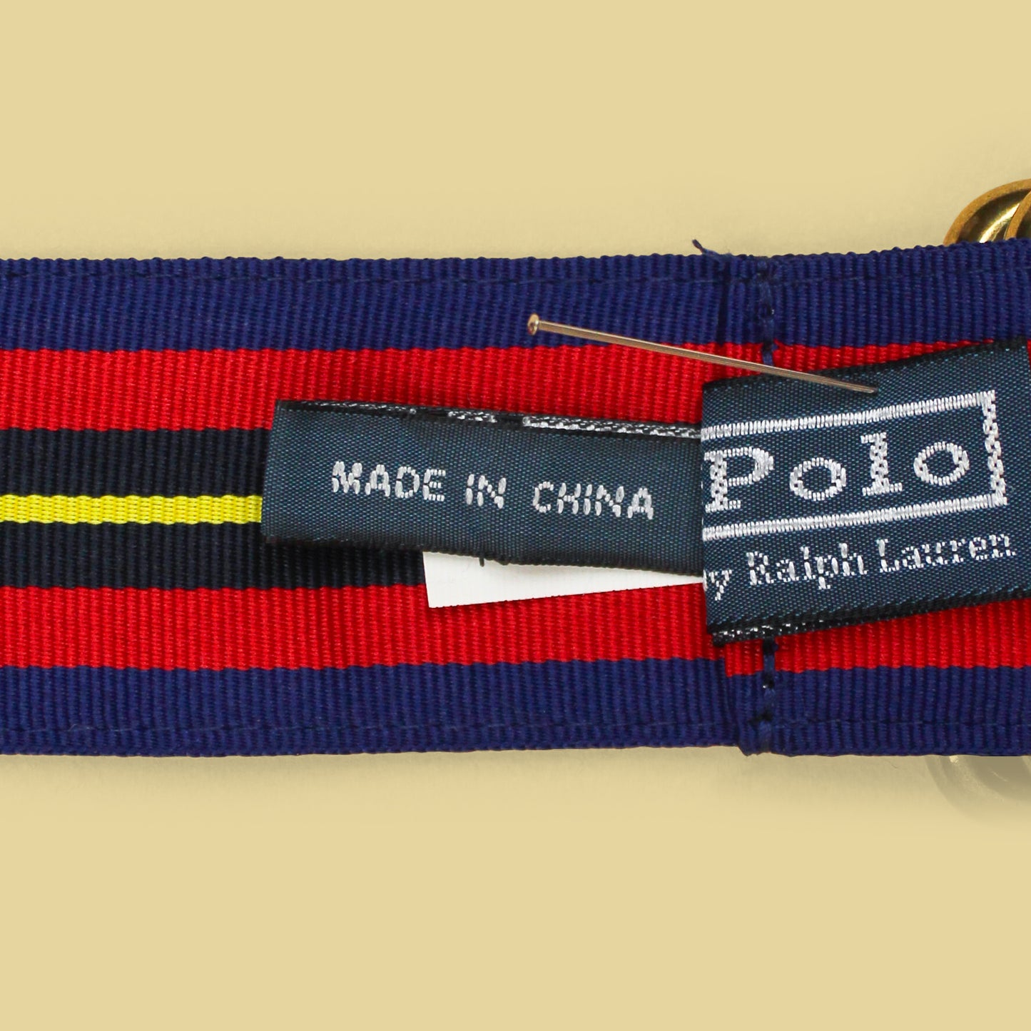 Polo Ralph Lauren Striped Grosgrain Ribbon Double Ring Belt