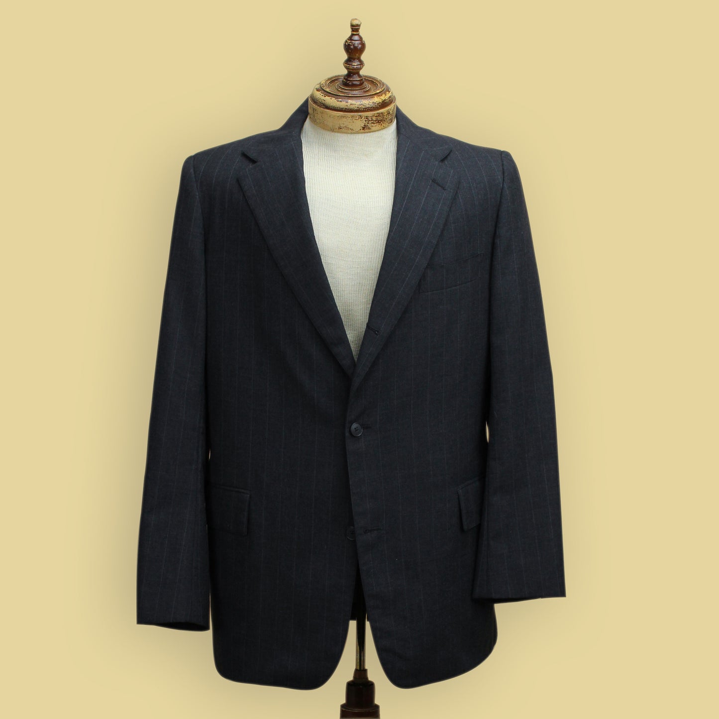 J. Press Charcoal Pinstripe Wool Flannel Suit