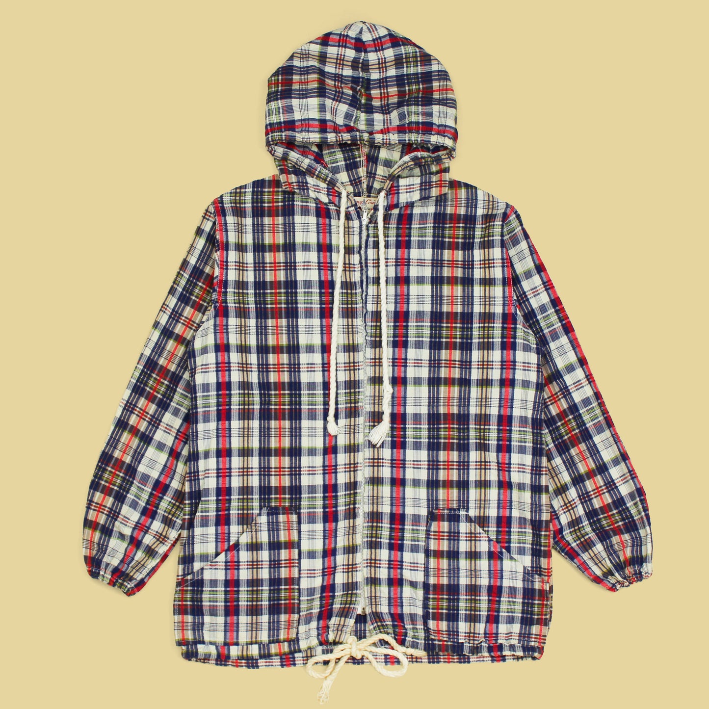 Vintage Young Couture Seersucker Hooded Surf Jacket