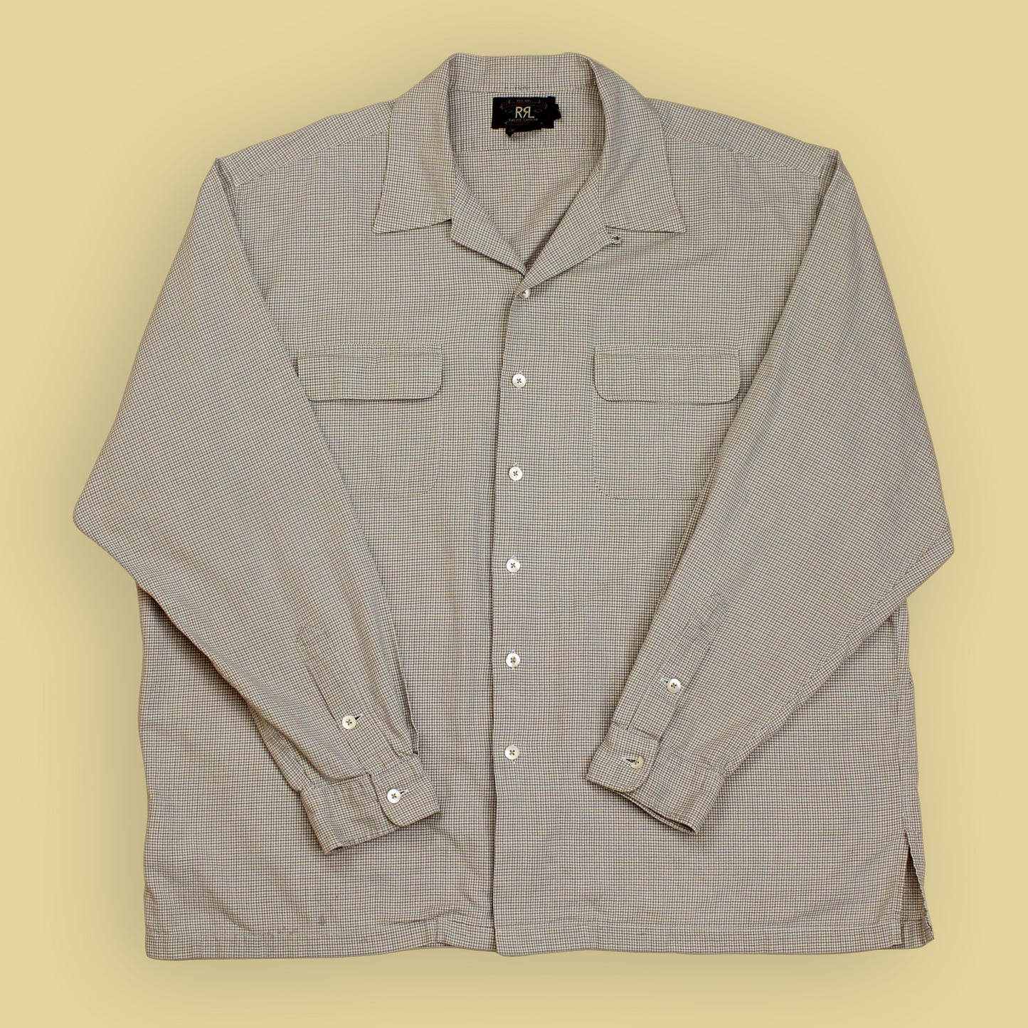 Double RL Houndstooth Check Cotton Loop Collar Shirt