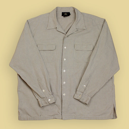 Double RL Houndstooth Check Cotton Loop Collar Shirt