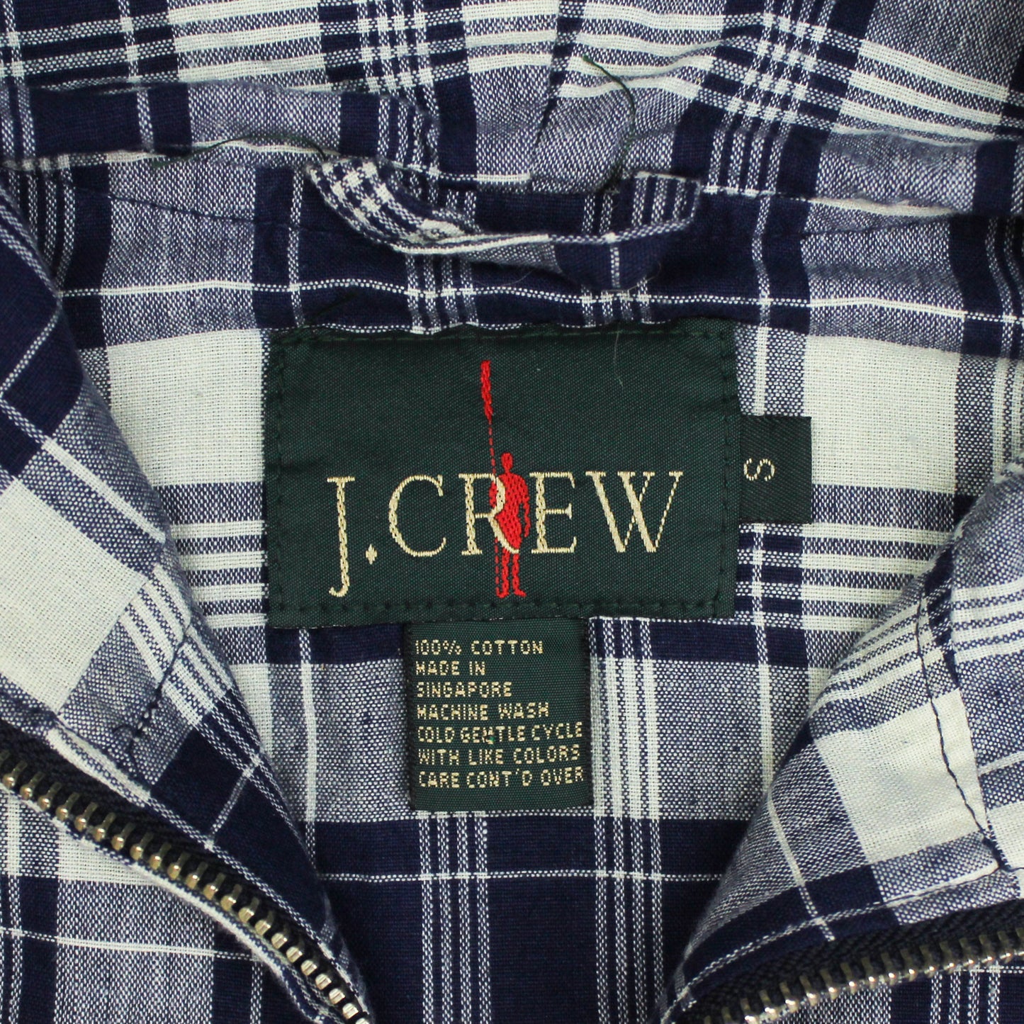 Vintage J. Crew Madras Hooded Anorak Jacket