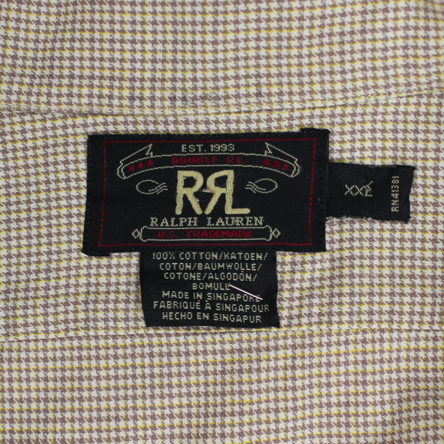 Double RL Houndstooth Check Cotton Loop Collar Shirt