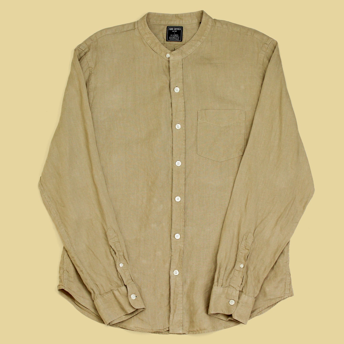 Todd Snyder Linen Band Collar Button-Up Shirt