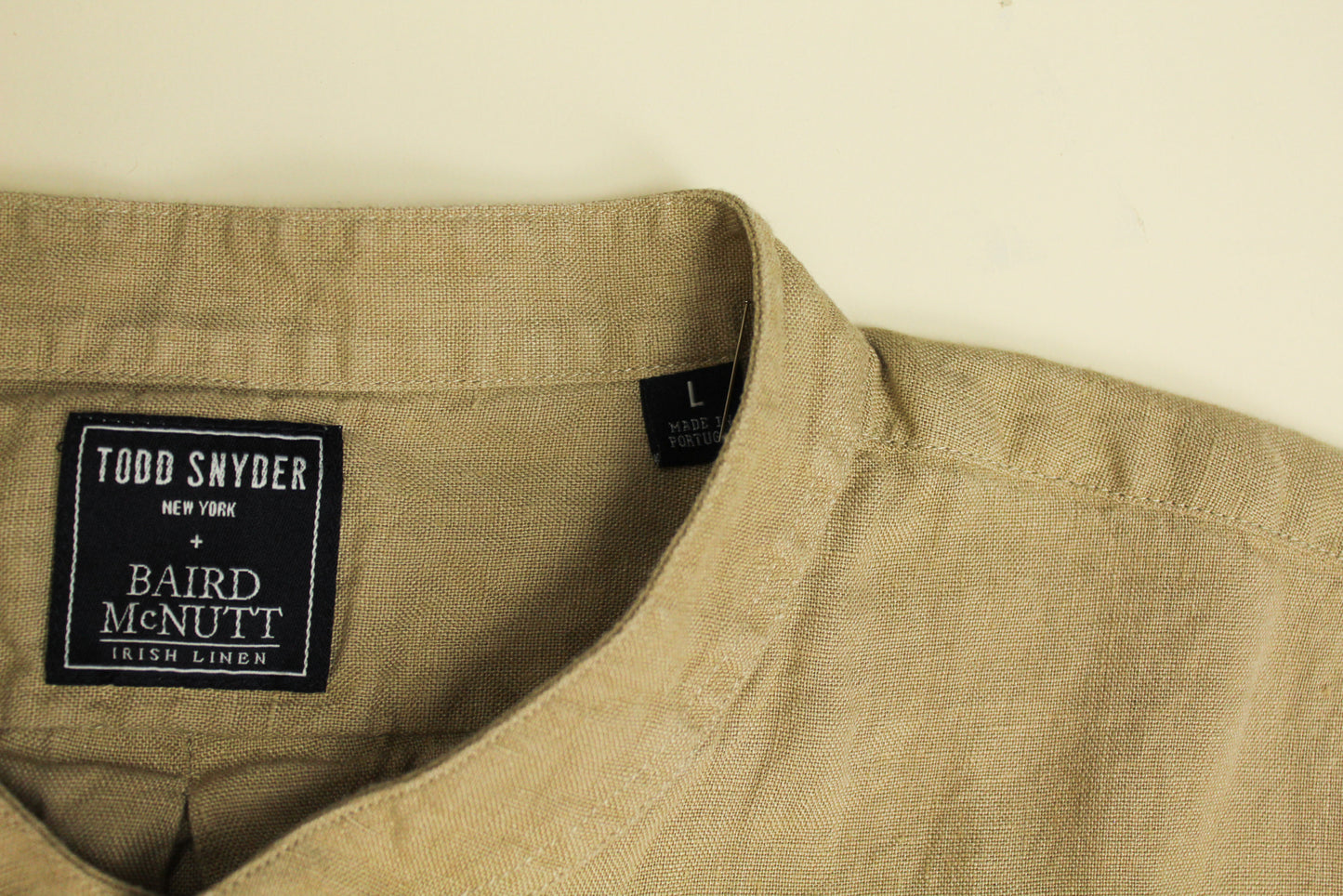 Todd Snyder Linen Band Collar Button-Up Shirt