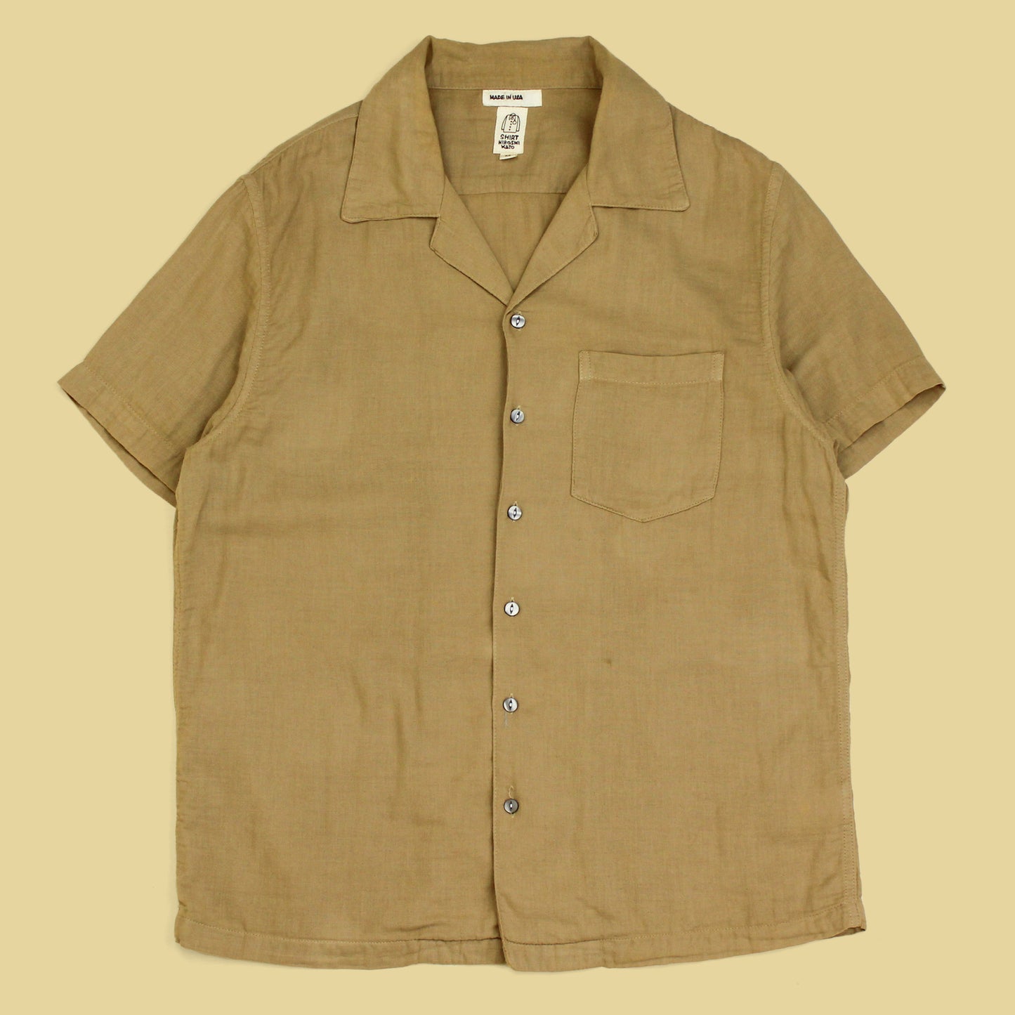 Hiroshi Kato Double-Layer Gauze Cotton The Wrench Short Sleeve Camp Collar Shirt
