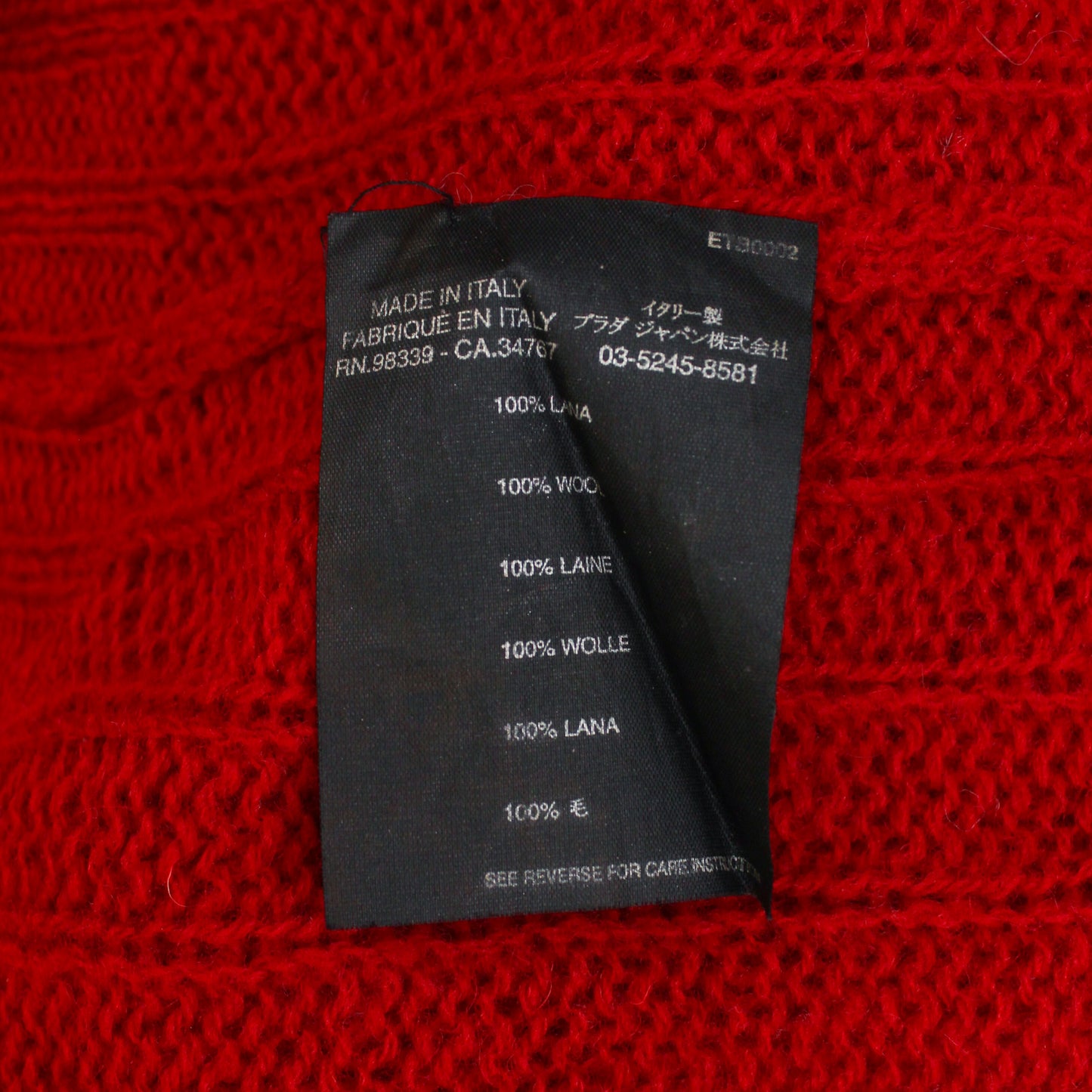 Prada Wool Ribbed Knit Crew Neck Sweater