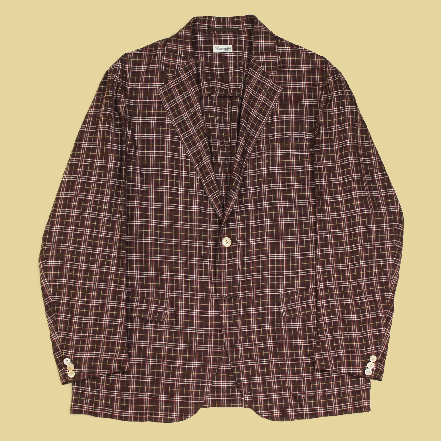 Camoshita United Arrows Plaid Linen Silk Unstructured Sport Coat