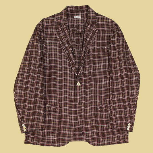 Camoshita United Arrows Plaid Linen Silk Unstructured Sport Coat