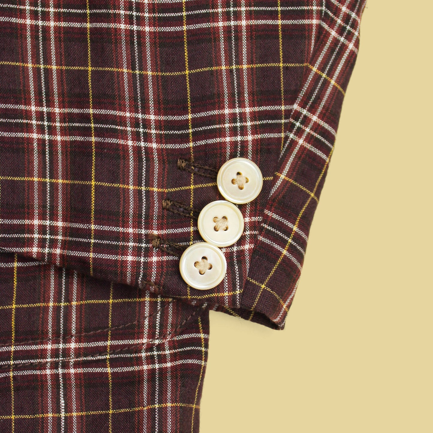 Camoshita United Arrows Plaid Linen Silk Unstructured Sport Coat